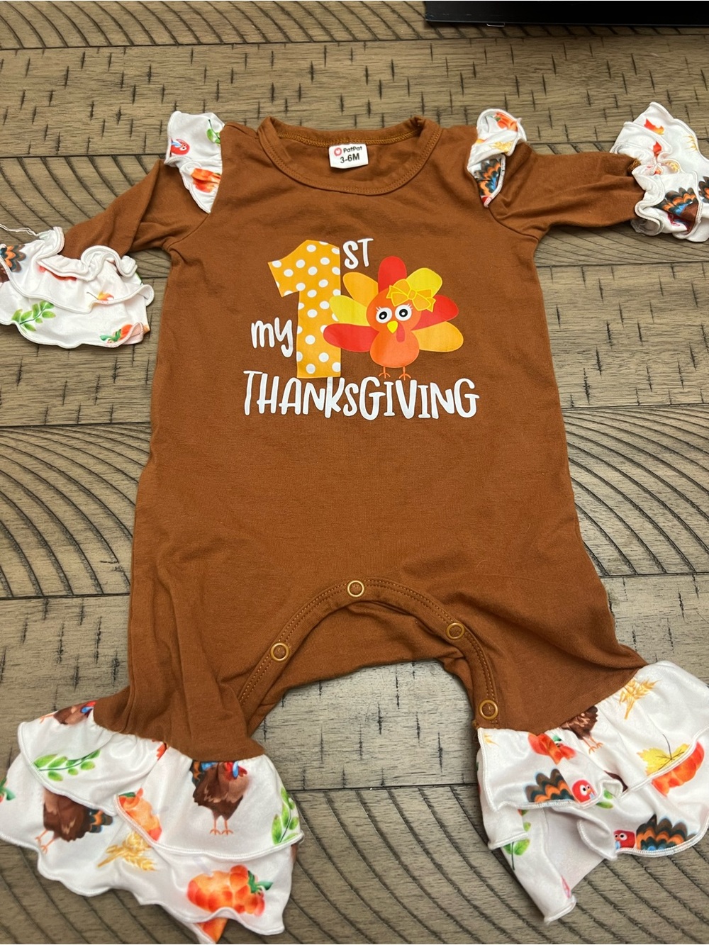Baby Girl’s  Rust 'My 1st Thanksgiving' One-Piece Bodysuit NWOT 3-6 M